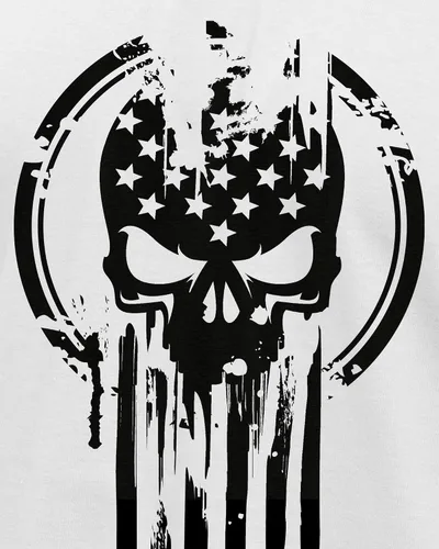 Vista 4 de Camiseta militar de calavera con la bandera del guerrero estadounidense.
