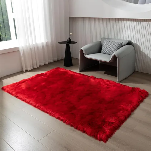 Vista 22 de Alfombra de piel sintética de 2 x 6 pies, color beige, lavable a máquina, súper suave, esponjosa, alfombra de piel de oveja mullida para dormitorio
