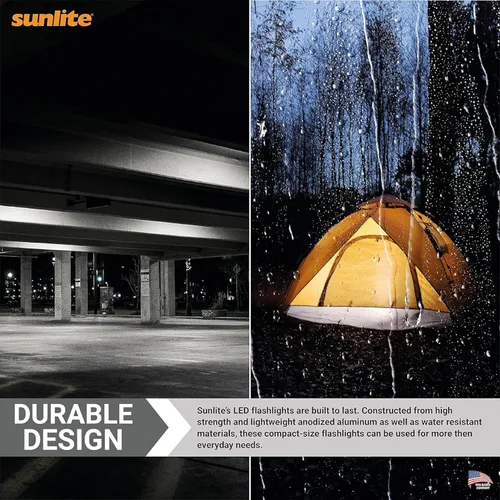 Vista 3 de Sunlite 41780 Linterna LED de alta potencia para exteriores, 3 modos, linterna, luz estroboscópica, luz verde, resistente al agua, de mano, negro, 2