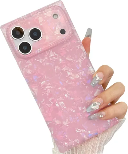 Vista 40 de Elegante funda con patrón de perlas compatible con iPhone, de borde rectangular, delgada, suave, de silicona de poliuretano termoplástico (TPU)