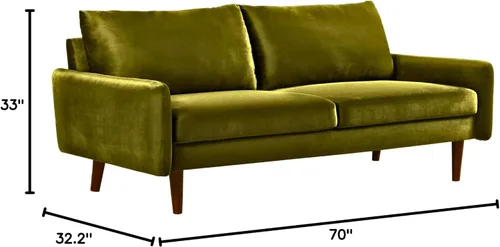 Vista 2 de Container Furniture Direct Kent - Sofá de terciopelo para salas de estar modernas y espacios compactos, cómodo sofá de 3 plazas, muebles de estudio
