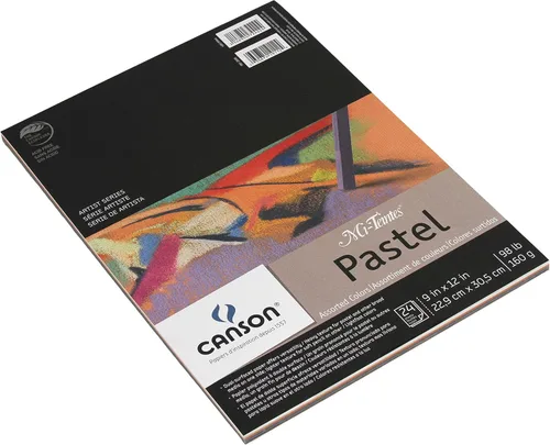 Vista 2 de Canson Artist Series Mi-Teintes - Papel pastel, colores surtidos, bloc plegable, 9 x 12 pulgadas, 24 hojas (98 libras/160g) - Papel de artista