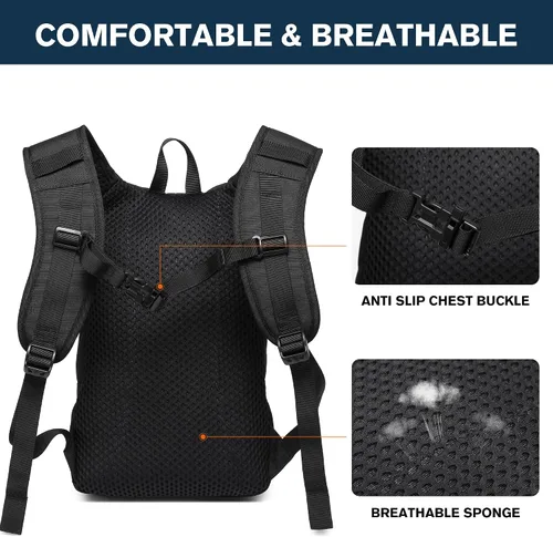 Vista 8 de wotony Mochila de hidratación con vejiga de agua para senderismo, paquete de hidratación táctica para hombres y mujeres, mochila de agua Molle