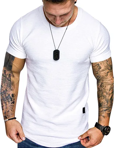 Vista 3 de Camiseta deportiva de algodón para hombre, gimnasio y entrenamiento.