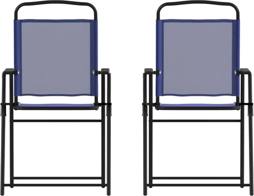 Vista 14 de Flash Furniture Mystic - Sillas plegables para patio, sillas de césped de textileno para exteriores con reposabrazos, juego de 2, color negro