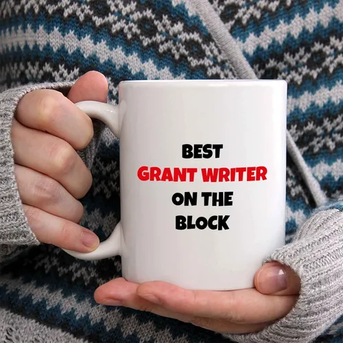 Vista 2 de Best Grant Writer On The Block - Taza de café divertida idea de regalo para familiares, amigos, compañeros de trabajo, taza de cerámica, cumpleaños