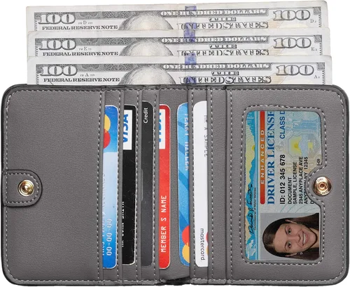 Vista 2 de Toughergun - Cartera de cuero genuino de lujo para mujer con cierre Rfid y ventana de identificación