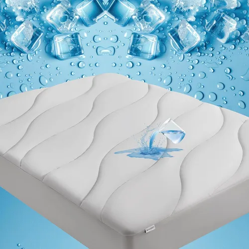 Vista 10 de Unikome Protector de colchón impermeable tamaño individual, funda de cama de microfibra suave y transpirable con bolsillo profundo