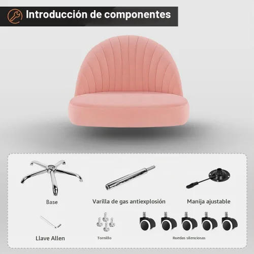 Vista 7 de KKTONER Taburete giratorio de oficina, sillas de terciopelo para tocador, taburetes ajustables en altura con respaldo para dormitorio, hogar