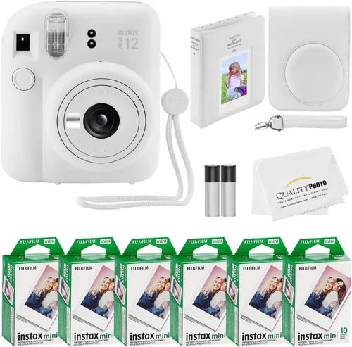 Vista 9 de Fujifilm Cámara instantánea Instax Mini 12 + 60 impresiones fotográficas + paquete de calidad fotográfica, funda, calcomanías decorativas, marcos
