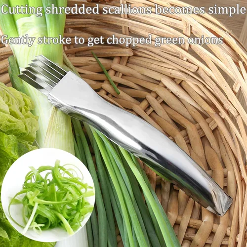 Vista 4 de PCTC Cuchillo de Acero Inoxidable para Cebolla Verde Picada, Utensilio de Cocina para Cortar Verduras y Cebolla, Cuchillo Afilado para Cortar