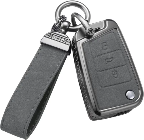 Vista 17 de YO&YOYE Compatible con funda para llavero VW Volkswagen con llavero protector de llave de cuero