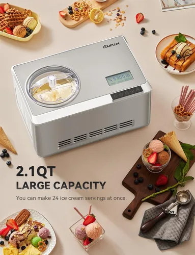 Vista 2 de COUPLUX Máquina para hacer helados, máquina de helado de 2.1 cuartos de galón de congelación más rápida con compresor integrado, fácil de operar