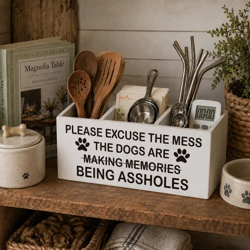 Vista 7 de Portalápices para perros regalos para mujeres y hombres, regalos para amantes de las mascotas, Please Excuse The Mess The Dogs are Being Assholes