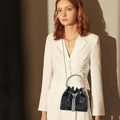 Vista 3 de Bolsas de diamantes de imitación para mujer, bolso de mano con lentejuelas brillantes, bolso de noche para boda, cóctel, graduación, fiesta, club