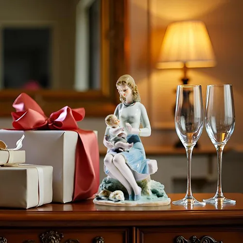 Vista 5 de Figura de porcelana, mamá, feliz todos los días, recuerdos, regalos de ceremonia, estatua para decoración del hogar.