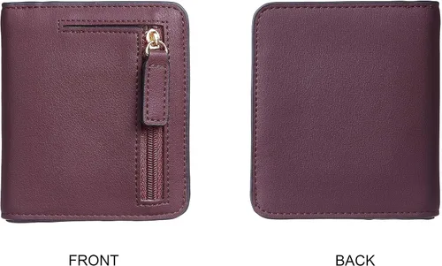 Vista 5 de Gostwo - Cartera compacta de piel genuina de lujo para mujer con bloqueo de RFID y ventana de identificación