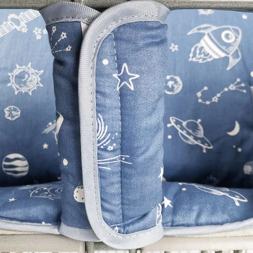 Vista 5 de Funda para carrito de compras para bebé/niño, acogedora funda para silla alta, nave espacial azul
