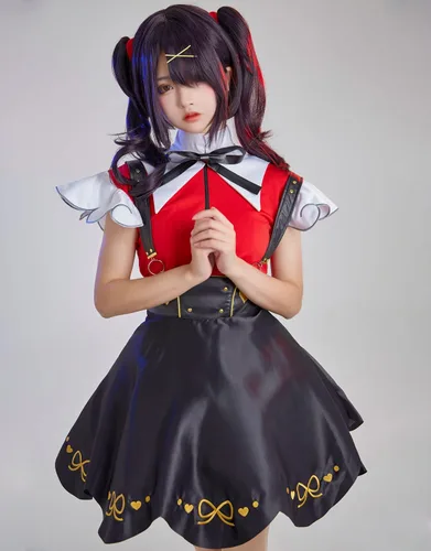 Vista 4 de Miccostumes Disfraz de Streamer de juego para mujer falda de tirantes Kawaii con accesorios