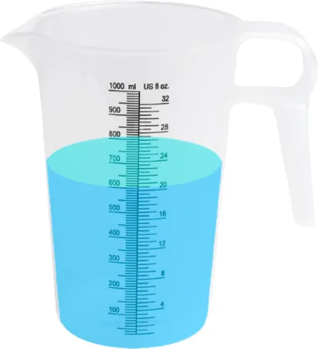 Vista 12 de ACCUPOUR 8 onzas (250 mL) jarra medidora, de plástico, multiusos - Excelente para productos químicos, aceite, piscina y césped - Incrementos