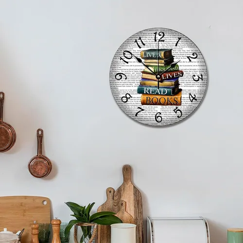 Vista 18 de Reloj de pared de guitarra acústica con aspecto de madera natural, reloj de madera rústico y elegante, 10 silenciosos, sin tictac, de cuarzo