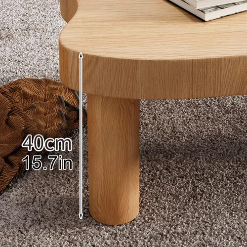 Vista 7 de HM&DX Mesa auxiliar de madera irregular con forma de nube, mesa auxiliar gruesa de esquina redonda, mesa de cóctel moderna con 3 patas para muebles
