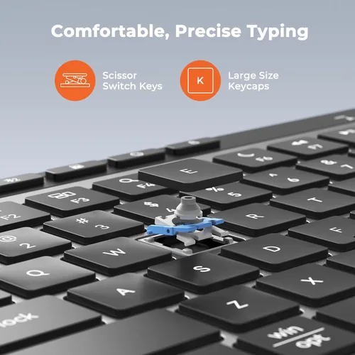 Vista 2 de MEETION Combo de teclado y mouse inalámbricos Bluetooth, teclado inalámbrico delgado y recargable, conexión multidispositivo, teclado compacto