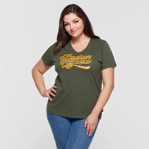 Vista 6 de Indian Motorcycle Camiseta de mujer con estampado bordado mixto, caqui