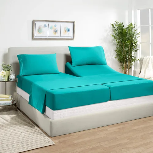 Vista 51 de Juego de sábanas de lujo Juego de cama de lujo, bolsillo extra profundo Juego de sábanas ajustable, sábana de arriba y 2 fundas de almohada, ropa