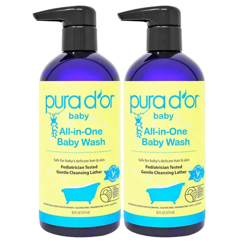 Vista 7 de PURA D'OR Jabón y champú calmante todo en uno de 16 onzas para el cabello y todo el cuerpo, sin desgarros, sin sulfatos, aloe vera natural, fórmula