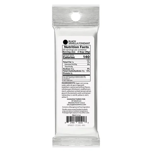 Vista 2 de Bakerpan Fondant negro enrollado prémium para decoración de pasteles, sabor a vainilla, 4.4 onzas (fabricado en Estados Unidos)