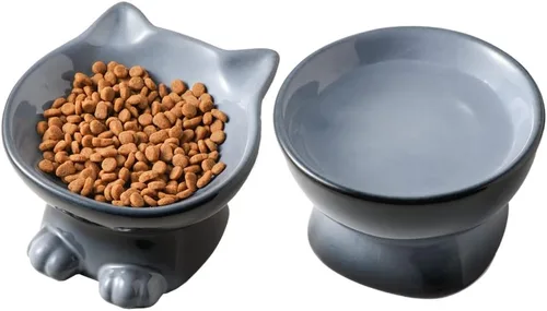 Vista 12 de Nihow Ceramic Basic Cat Bowls: cuenco para gatos de 5 pulgadas para alimentos y agua Food Grade Cat Dish for Small-Sized Cat - Microwave &