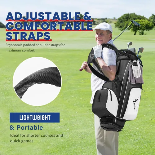 Vista 6 de uniHimal Lightweight Golf Stand Bag with 4-Way Full Length Dividers, Durable Waterproof Golf Bag for Men & Women with Multiple Pockets