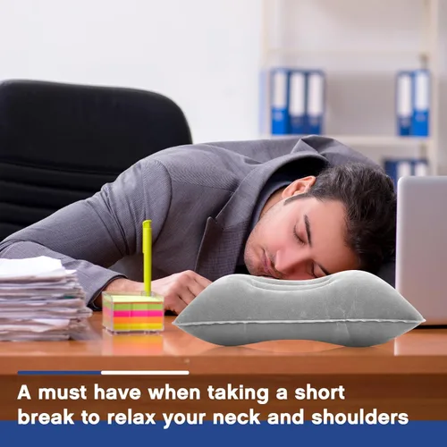 Vista 5 de Maitys 5 Piezas Almohadas de Viaje Inflables Portátiles Compactas Almohada de Aire de Tela Afelpada para Mochileros para Acampar, Senderismo, Casa
