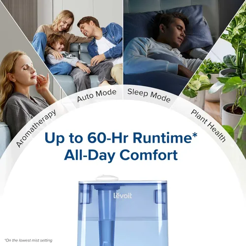 Vista 4 de LEVOIT Classic300S Humidificador ultrasónico inteligente de llenado superior, tanque extra grande de 6 litros para toda la familia, aplicación