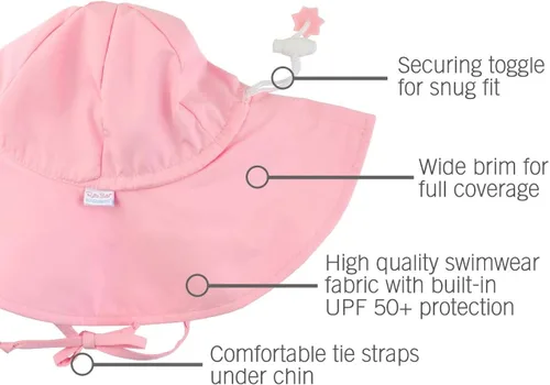 Vista 5 de RuffleButts - Gorro de sol para bebés y niñas pequeñas con protección solar UPF 50+ y ala ancha