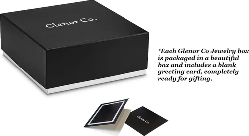 Vista 7 de Glenor Co Valet - Caja de reloj de joyería para hombres organizador moderno de textura de fibra de carbono con parte superior de cristal cajón