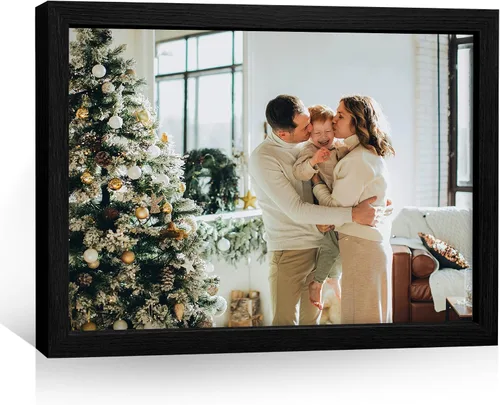 Vista 25 de Impresiones de lienzo personalizadas enmarcadas con tus fotos, impresión personalizada de foto a lienzo, regalos para parejas, amigos, familia, Negro