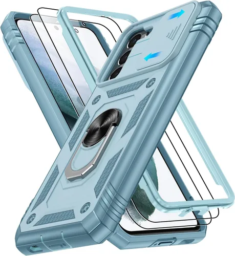 Vista 174 de Gritup Funda para Google Pixel 6 con cubierta deslizante para cámara y protector de pantalla (2 unidades), soporte de anillo giratorio 360°, funda