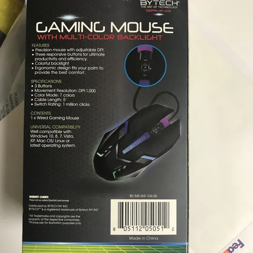 Vista 2 de Bytech BYMSWR104BK - Mouse para juegos de 3 botones