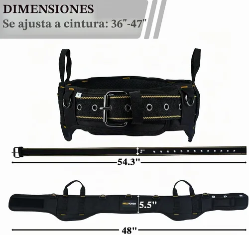 Vista 4 de MELOTOUGH Cinturón de herramientas acolchado para hombre con correa de asa, cinturón de trabajo resistente con anillo D, cintura ajustable de 36 a