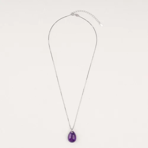 Vista 5 de COAI Collar de cristal curativo con lágrima plateada para mujer