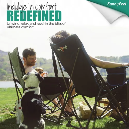 Vista 4 de SUNNYFEEL Silla Mecedora de Camping Paquete de 2, Silla Plegable de Jardín Extragrande para Exteriores con Bolsillo, Resistente