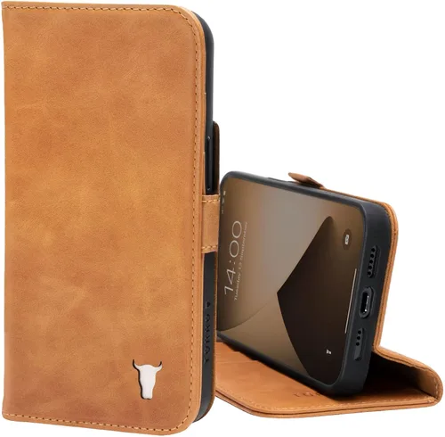 Vista 9 de TORRO Funda compatible con iPhone 13 – Funda de cuero premium tipo cartera con soporte y ranuras para tarjetas (negro)