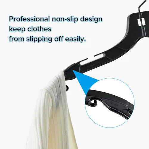 Vista 4 de Perchas de plástico con gancho de metal giratorio de 360 grados, perchas de ropa resistentes, perchas duraderas para camisas, abrigos y vestidos
