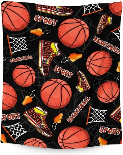 Vista 20 de Mantas de baloncesto – Manta suave y mullida para niños – Manta pequeña de 30 x 40 pulgadas para sala de estar y oficina – Manta deportiva negra