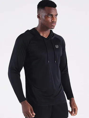 Vista 2 de Neleus - Camiseta deportiva de manga larga con capucha para hombre, ideal para correr