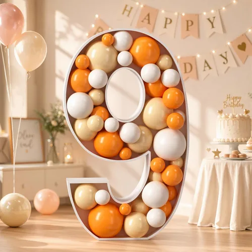 Vista 17 de Números de marquesina de 4 pies 0 iluminados para fiesta, cartón de espuma de 10º 50º 2026, decoraciones de fiesta de cumpleaños, telón de fondo