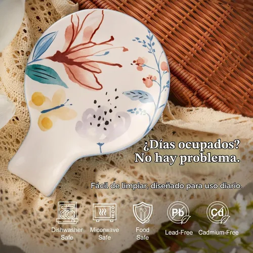 Vista 9 de Bico Blossom Symphony Soporte para Cucharas para Estufa, Soporte de Cuchara de Cerámica para Encimera de Cocina, Soporte para Cuchara de Café Fácil