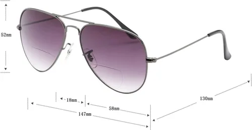 Vista 6 de LianSan Gafas de sol de lectura para exteriores, lentes bifocales de metal marrón degradado para hombres y mujeres, lentes grises con montura